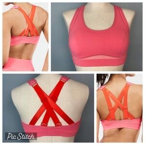 FABLETICS Belle High Impact Sports Bra in Sunset Bonfire Women's Size S Strappy